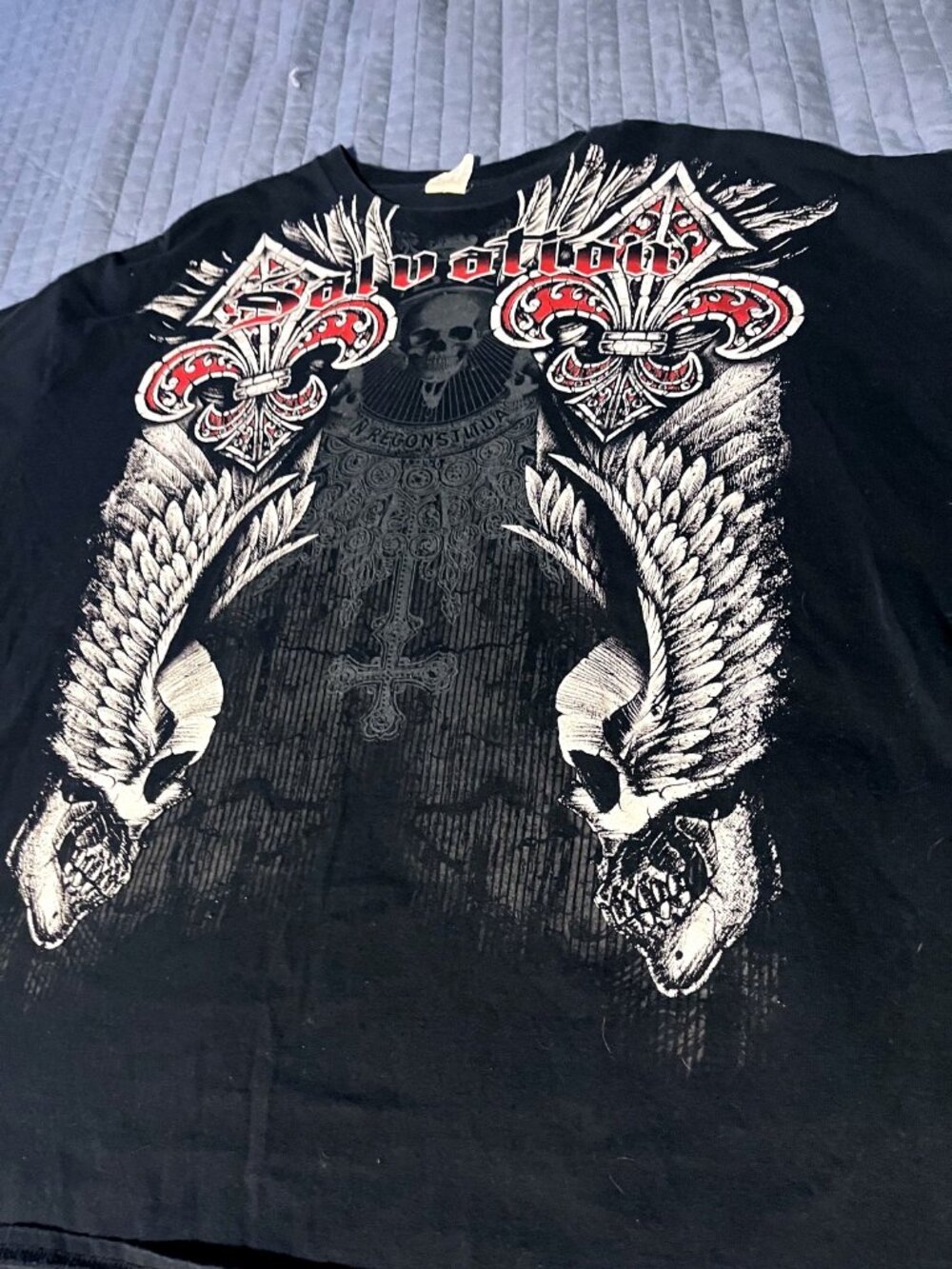 Black Salvation Winged Skulls Graphic Tee 3XL Gildan
